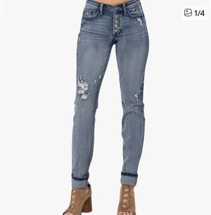 Judy Blue Women's Jeans 29 Boyfriend Fit Button Fly Mid Rise NWT